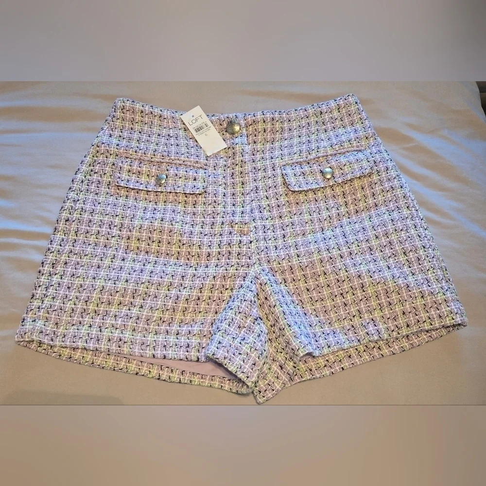 NWT | LOFT | Tweed Flap Pocket Shorts | Size: 6 | Color: Plum Combo